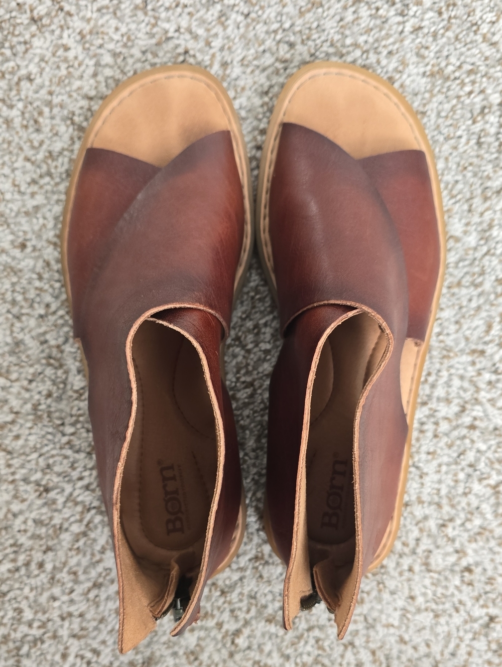 Born Two-Tone Brown Leather Ankle Slip-Ons